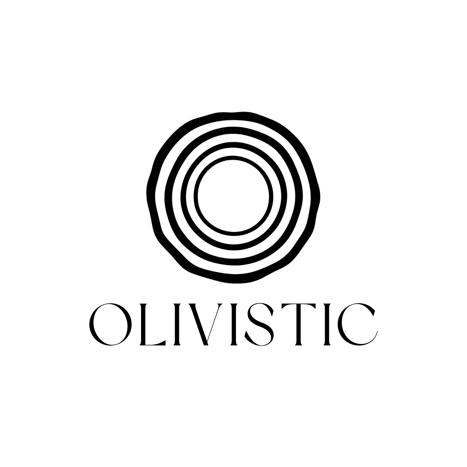 Logo with the word "OLIVISTIC" below a circular design of concentric black rings.
