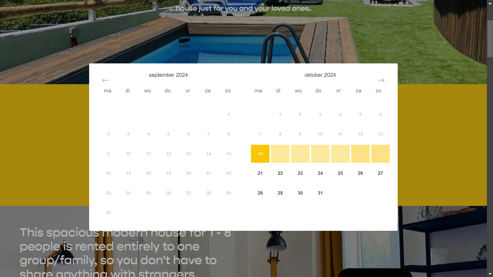 A calendar with a picture of a swimming pool on it