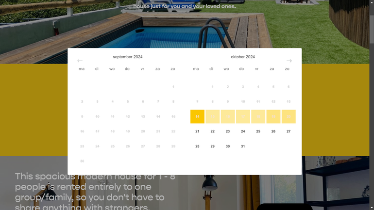 A calendar with a picture of a swimming pool on it