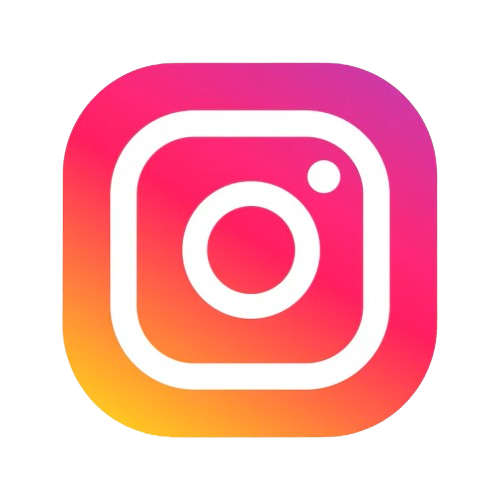 Instagram logo: square with rounded corners, gradient of pink, orange, and purple, white outline, camera icon in center.
