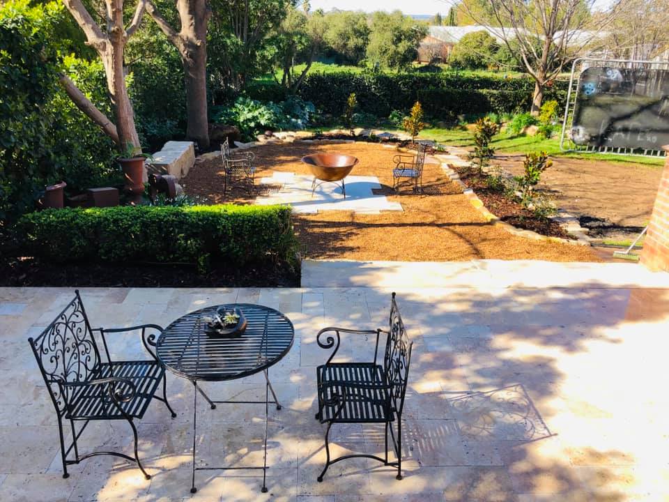 Residential Landscape with Seating — Landscaping Services in Dubbo, NSW