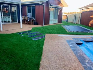 Residential Backyard With Trampoline — Landscaping Services in Dubbo, NSW