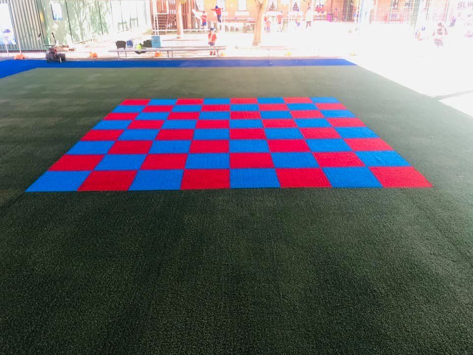Chess Board Synthetic Grass — Landscaping Services in Dubbo, NSW