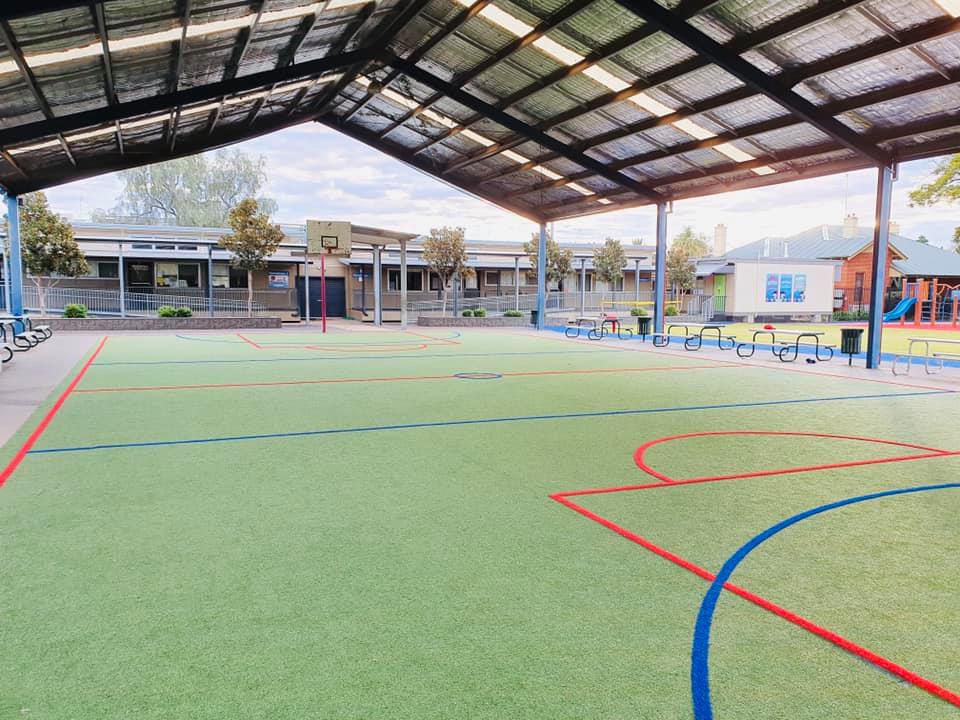 Synthetic Grass Court At School — Landscaping Services in Dubbo, NSW