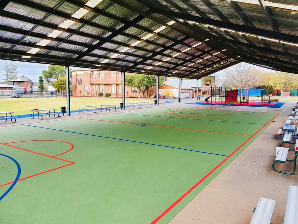 Synthetic Grass Court At School 2 — Landscaping Services in Dubbo, NSW