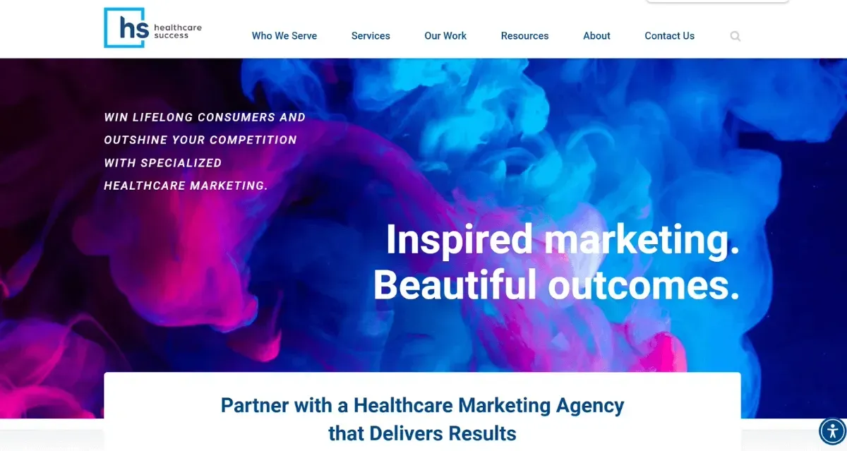 Website home page with copy on top of an image or smoke billowing