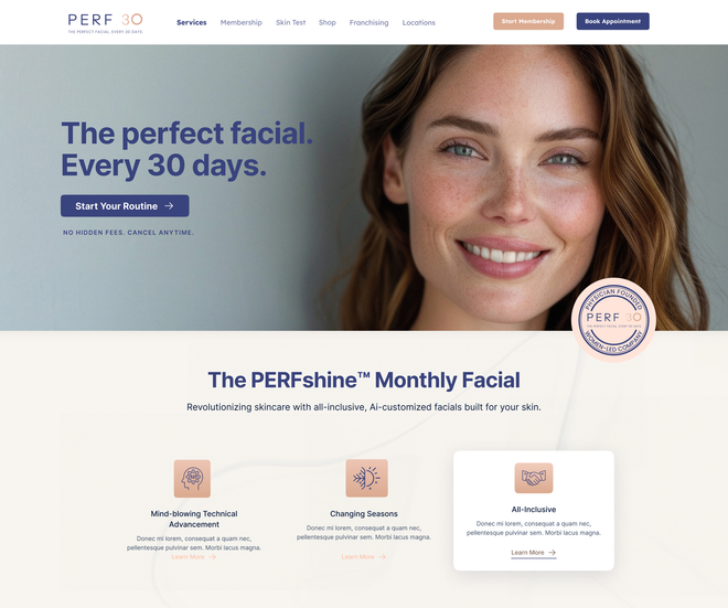 a website example with a woman smiling