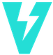 A blue letter v with a lightning bolt on it.