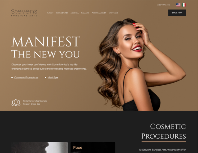 a website example with a woman smiling