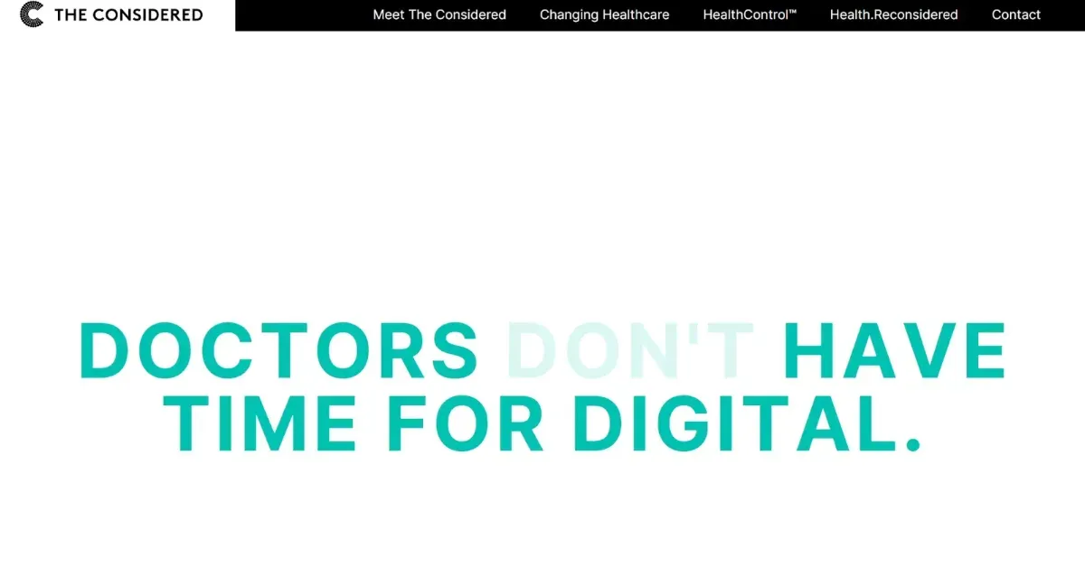 Website home page with copy on a white background