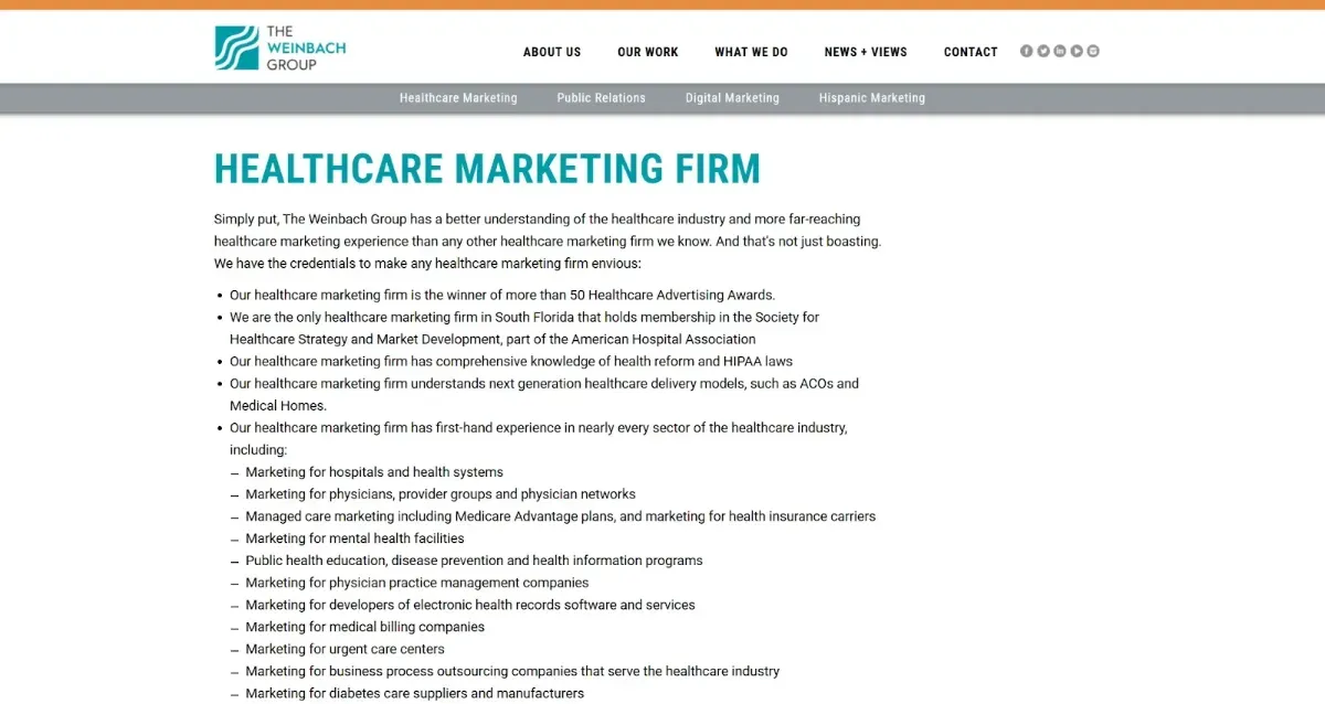 Website home page with copy on top of a white background