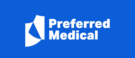 The preferred medical logo is on a blue background.