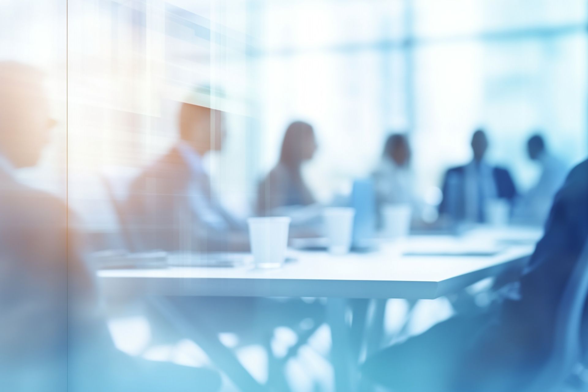 Group of people sitting at a conference table.