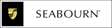 A seabourn logo with a gold shield on a black background