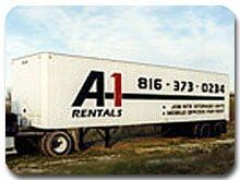 A truck used by a storage trailer rental company serving Olathe, KS