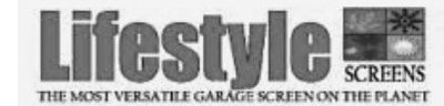 A black and white logo for lifestyle screens the most versatile garage screen on the planet