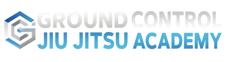 Logo for Ground Control Jiu Jitsu Academy featuring a geometric "G" icon and blue text on a white background.