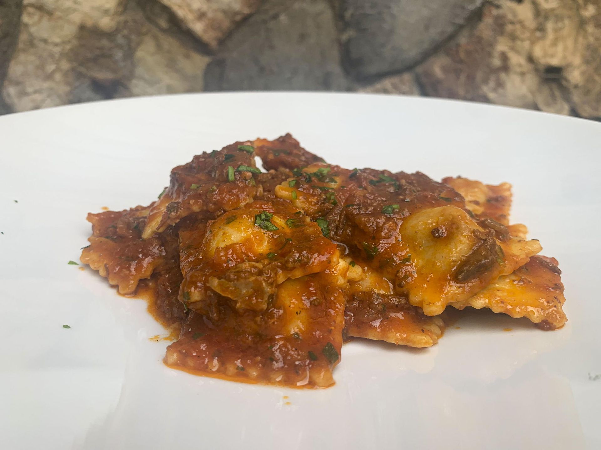 ravioli with meat sauce