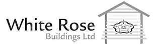 A black and white logo for white rose buildings ltd.