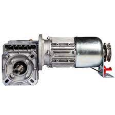 A close up of a gear motor on a white background.