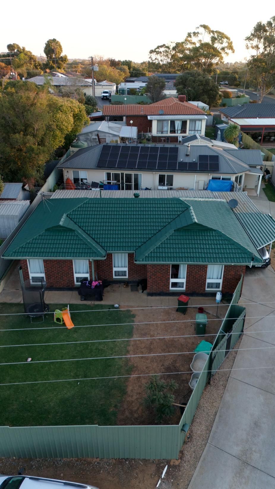 A roof painted green in Adelaide
