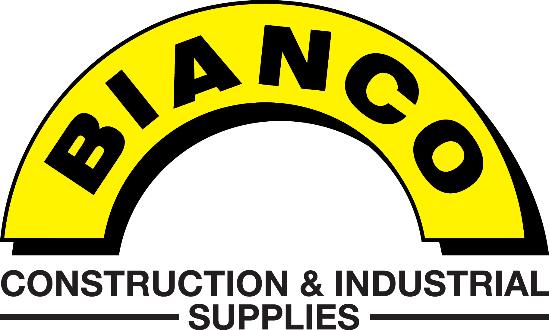 BIANCO Construction & Industrial Supplies logo with yellow arch and black text