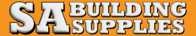 SA Building Supplies logo with bold white text on an orange background