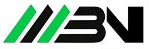 A black and green logo on a white background.