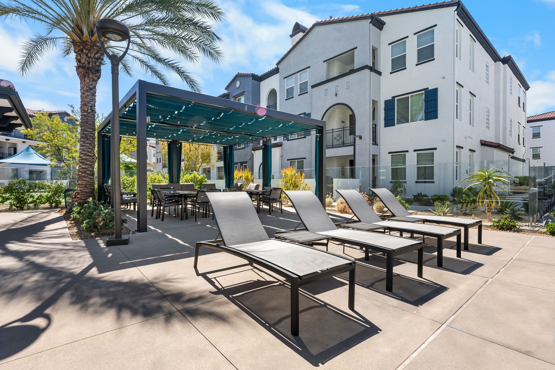 Cabana and lounge chairs