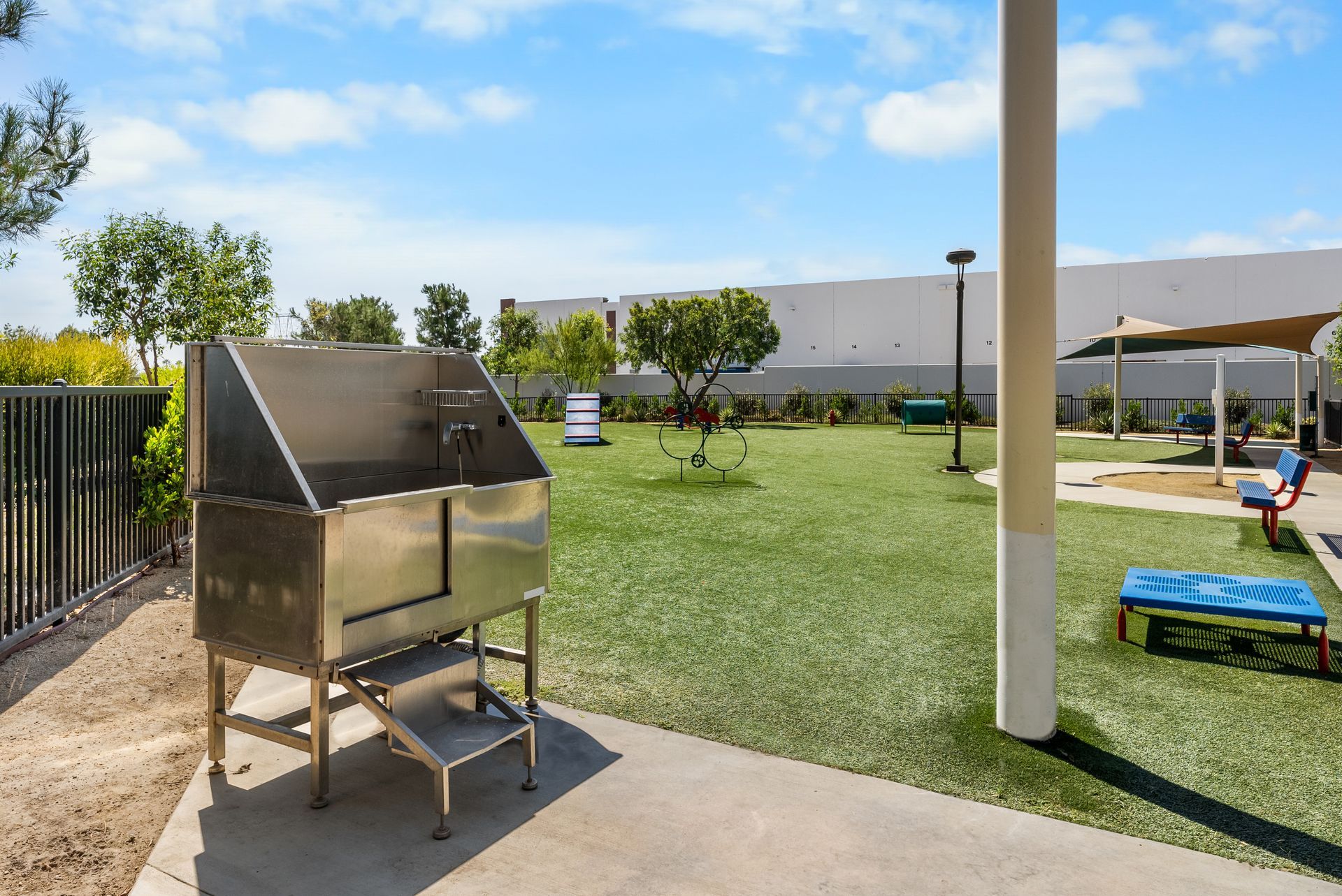 Dog wash station by dog park