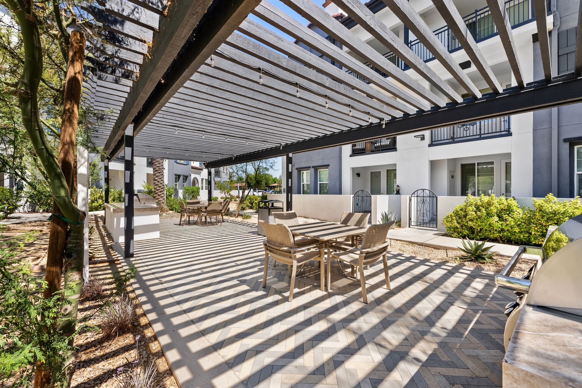 Cabana, grills, and picnic tables