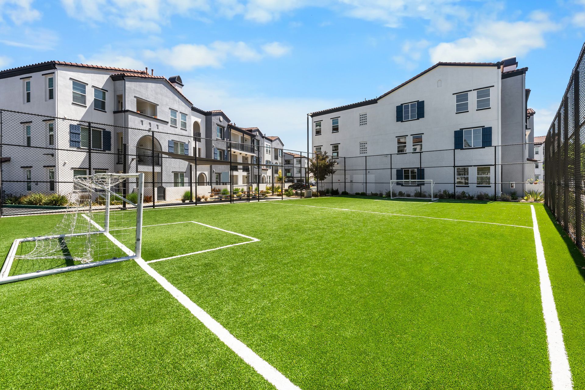 Soccer field and exterior buildings