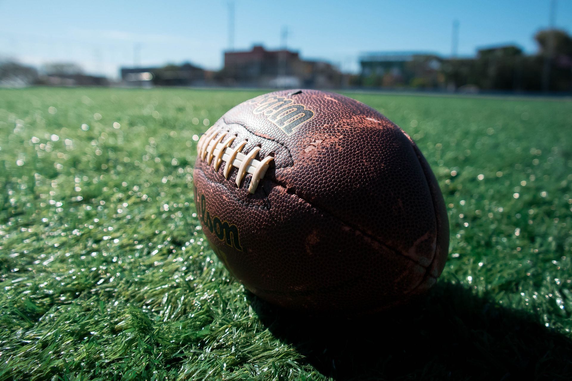 Football on a football field 