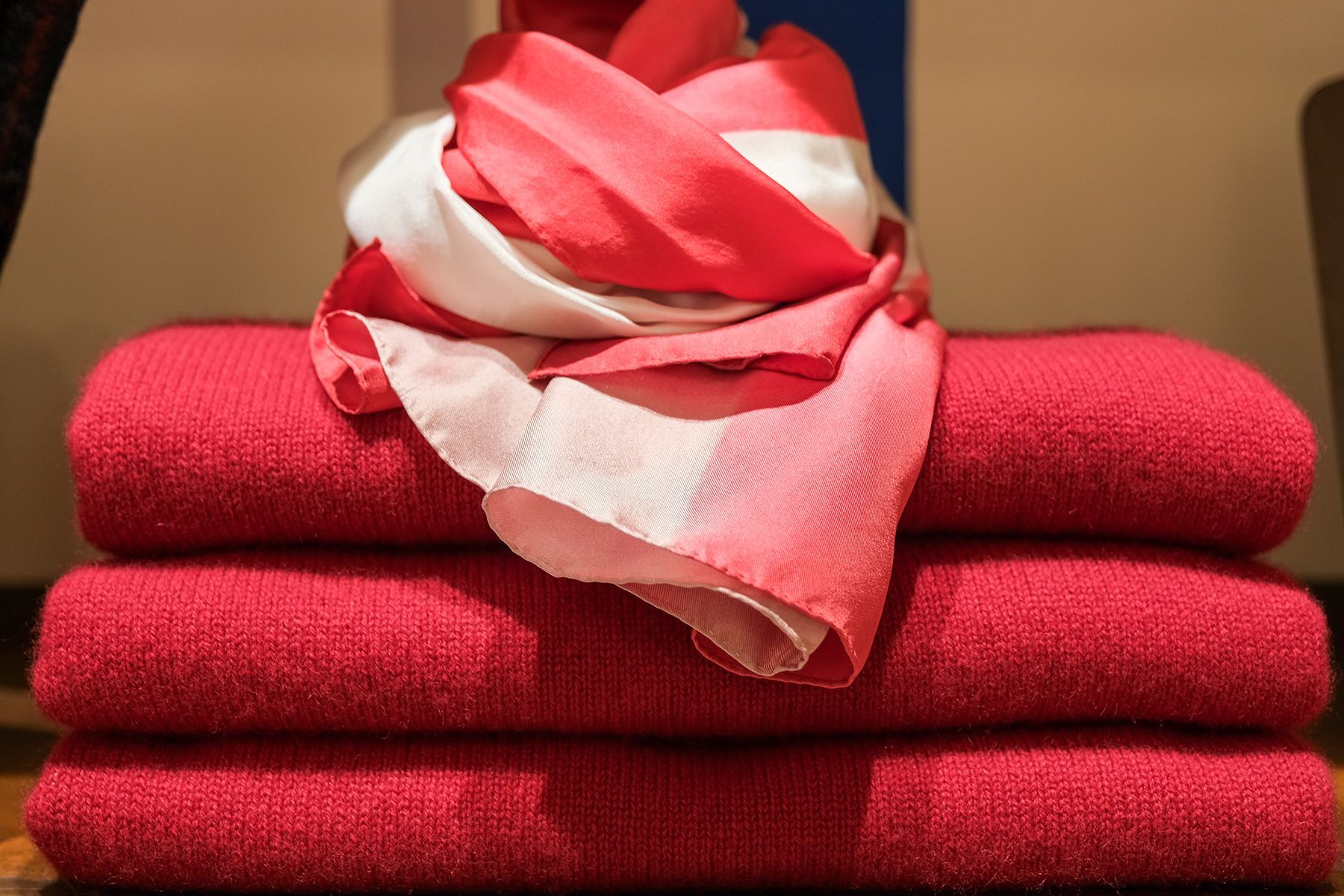 sweater with matching scarf on top