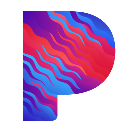 A colorful letter p on a white background