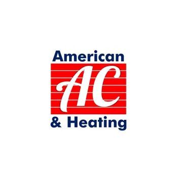 An american ac and heating logo on a white background