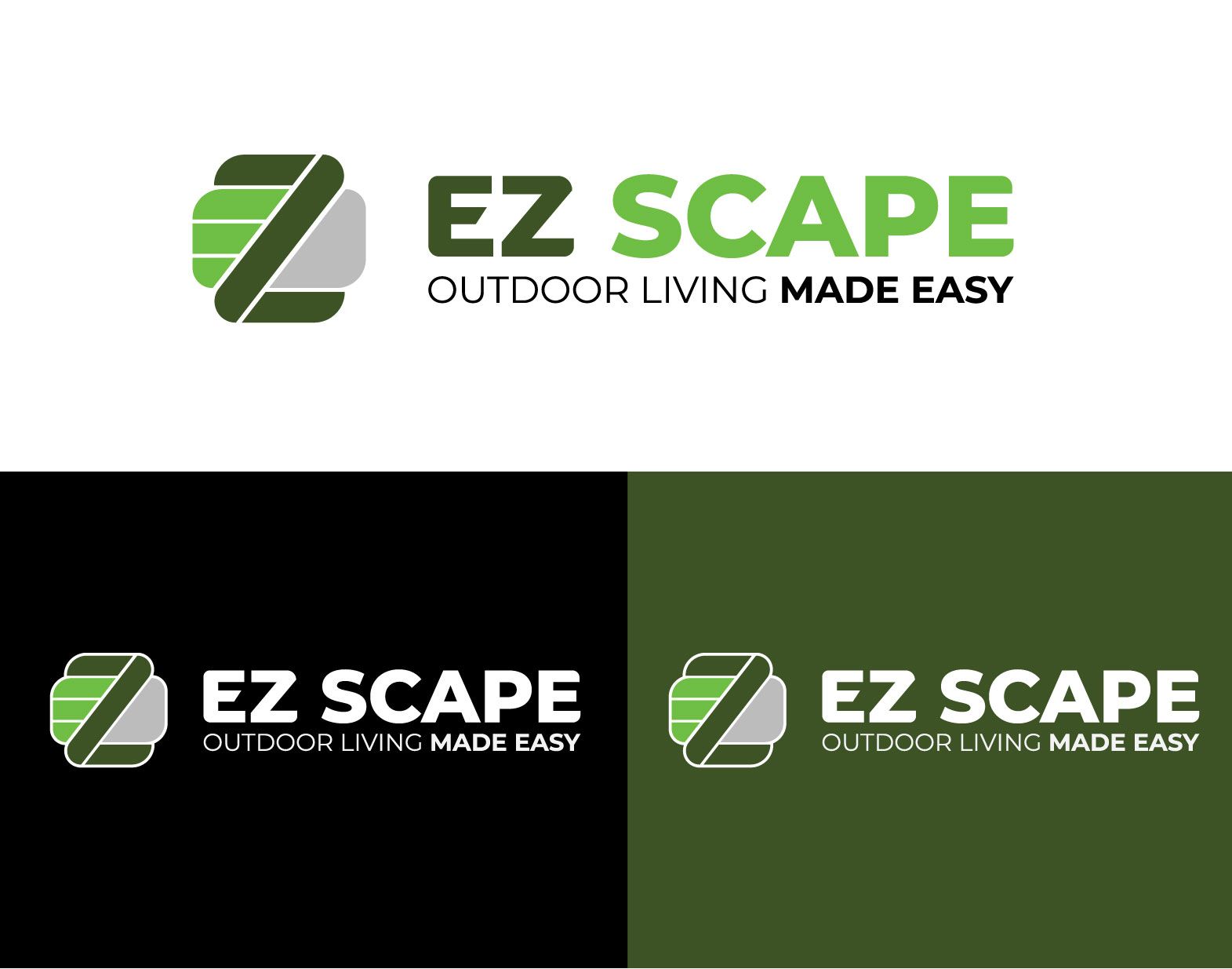 A logo for a company called ez scape outdoor living made easy