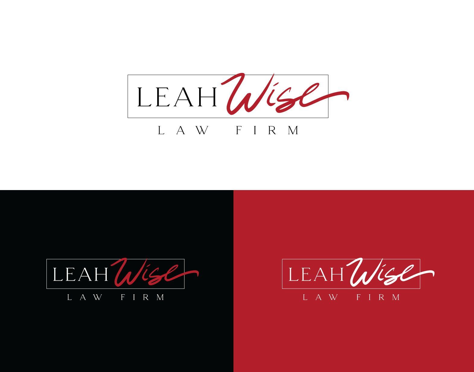 A logo for a law firm called leah wise law firm