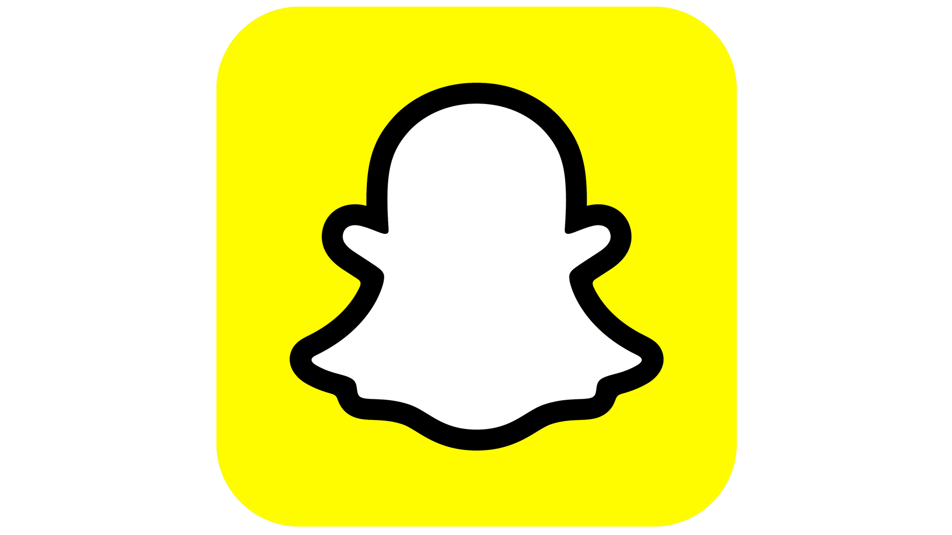A yellow square with a snapchat logo on it.