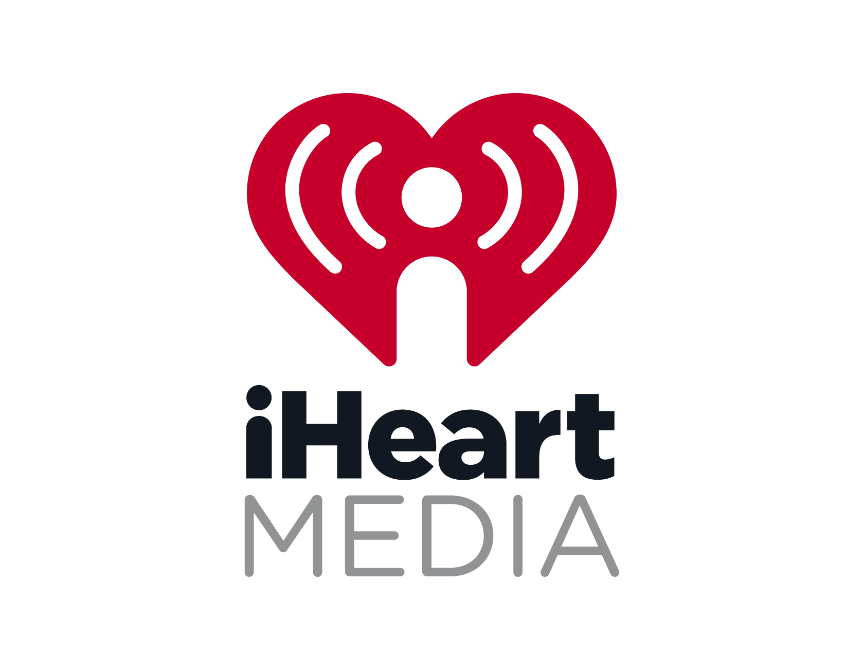 A logo for iheart media with a red heart