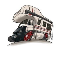 buspoke cartoon image of a camper van