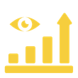 A yellow graph with an eye and an arrow pointing up.