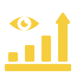A yellow graph with an eye and an arrow pointing up.