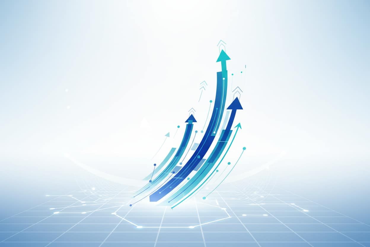 arrows signaling a growth pattern over time