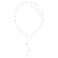 White outline of a balloon with a string.