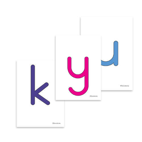 Flashcards with colorful letters 
