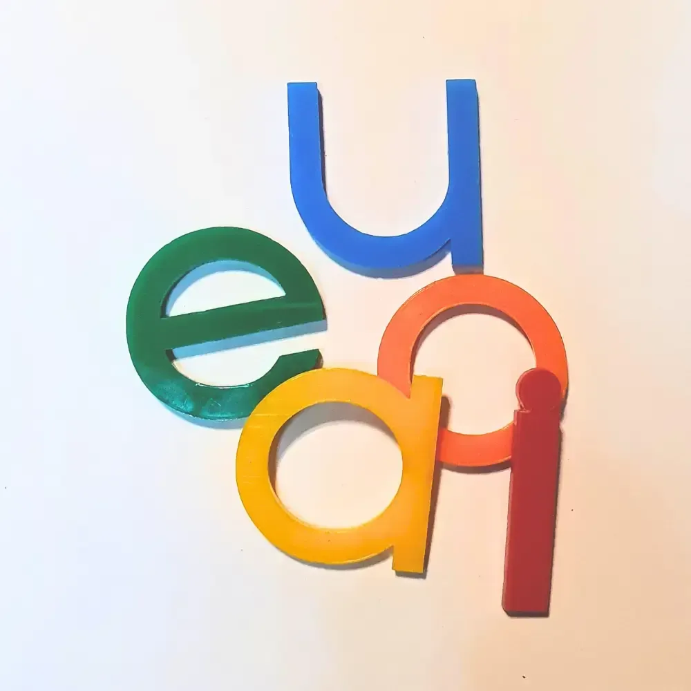 Colorful letter magnets spelling the word 