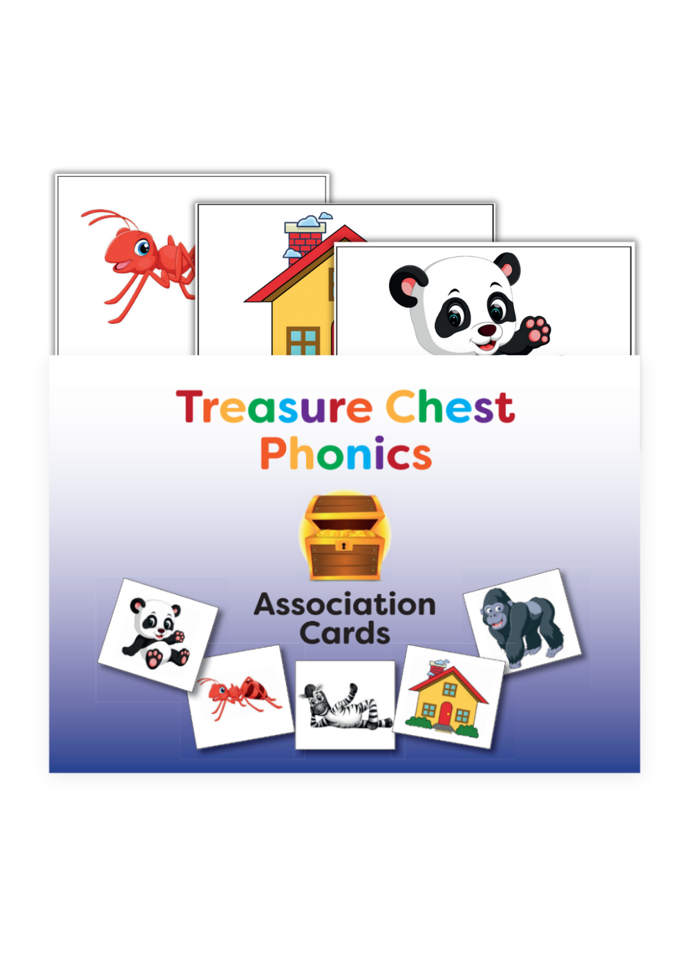 Treasure Chest Phonics Association Cards: Animal and house illustrations.