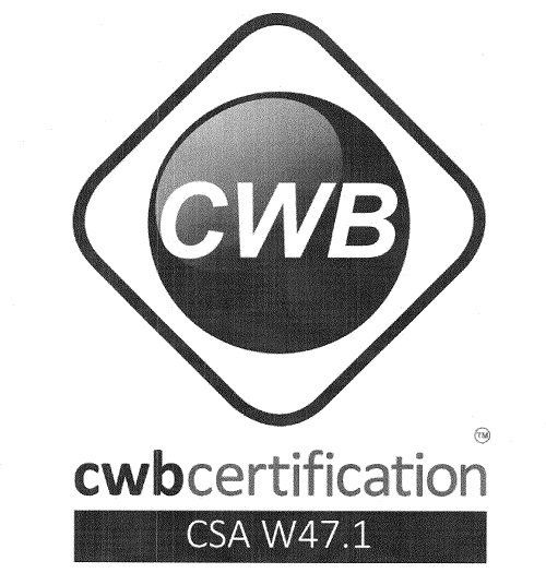 A black and white logo for cwb certification