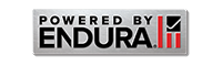 A logo that says `` powered by endura '' on a white background.